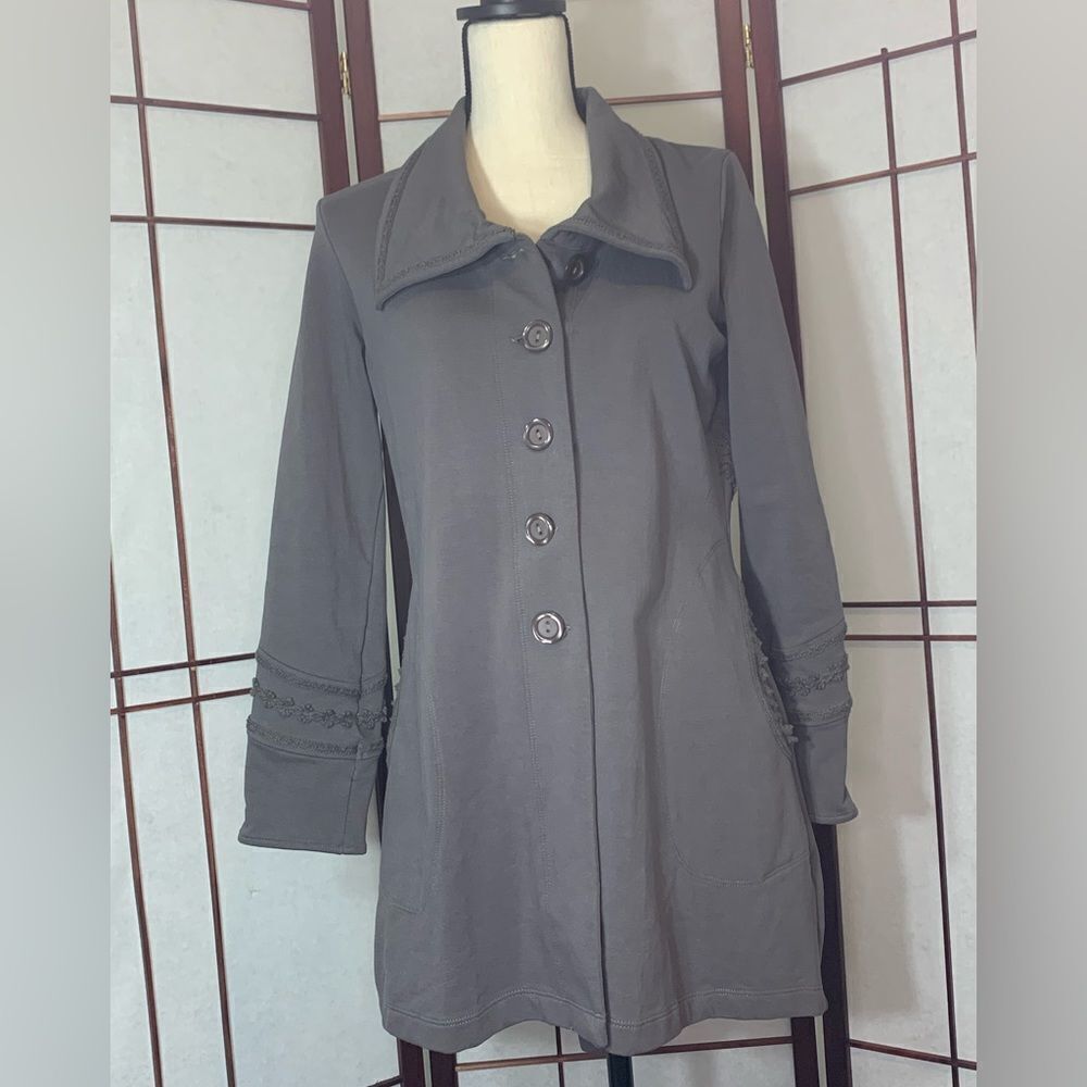 Soft Surroundings grey button up dress coat